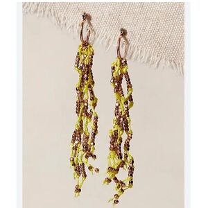 Free‎ people badlands dangle earring yellow gold beaded new boho festival party